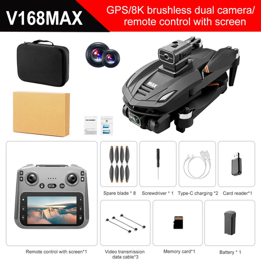 2025 V168 Pro MAX GPS Drone 8K Professional HD Camera