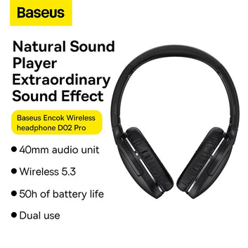 Baseus D02 Pro Wireless Headphones Sport Bluetooth 5.3 Earphone Handsfree