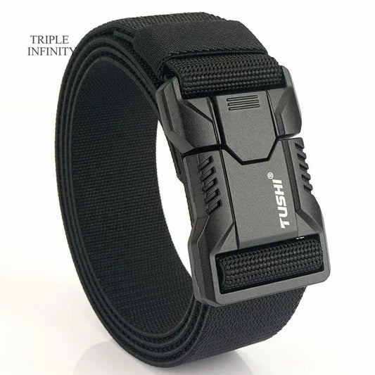 New Aluminum Alloy Quick Release Pluggable Buckle Elastic Belts For Men