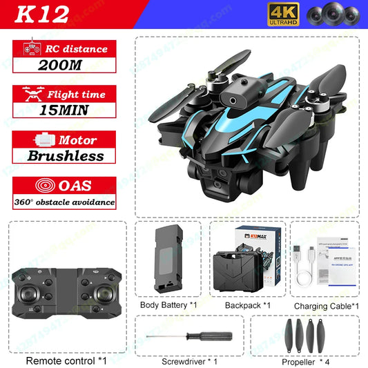 طائرة بدون طيار K12max FPV مزودة بثلاث كاميرات عالية الدقة وشاشة عرض الكريستال السائل RC