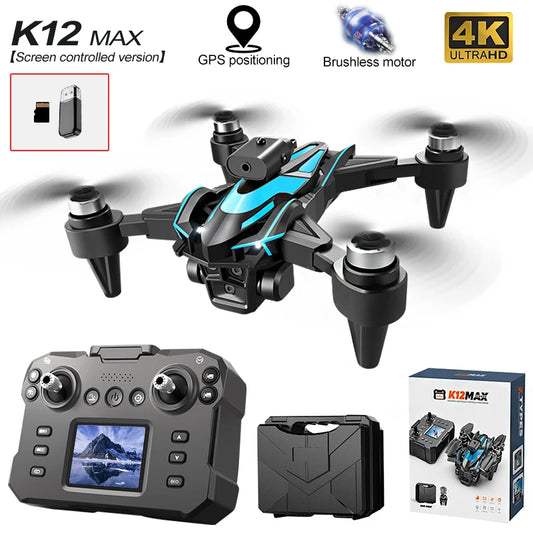 طائرة بدون طيار K12max FPV مزودة بثلاث كاميرات عالية الدقة وشاشة عرض الكريستال السائل RC