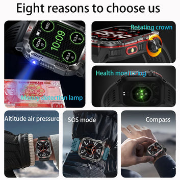 New For Huawei Xiaomi Military GPS Smart Watch Men Flashlight Compass