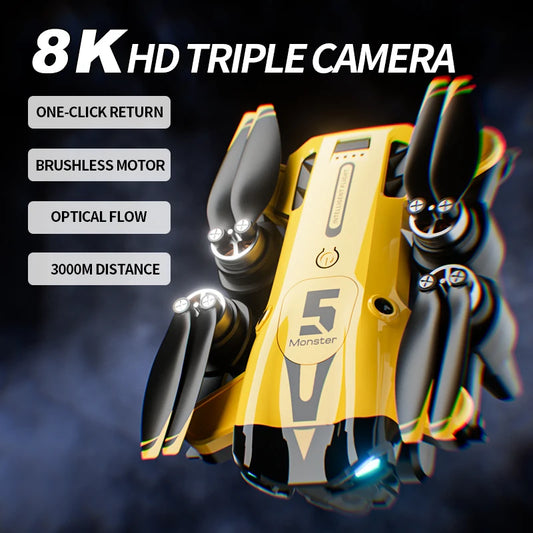 2024 New M5 Drone 8K Professional Triple Camera Brushless Motor