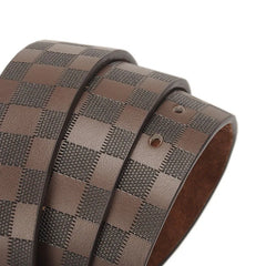 Genuine leather men's cowhide pin buckle belt checkerboard pattern belt