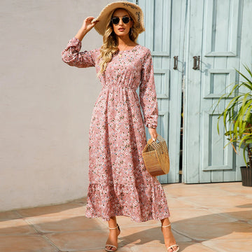 2023 Sping Summer Bohemian Women Maxi Dress Casual Long Sleeve