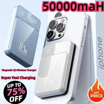 22.5W Magnetic Power Banks 50000mAh Super Fast Charging Wireless Powerbank