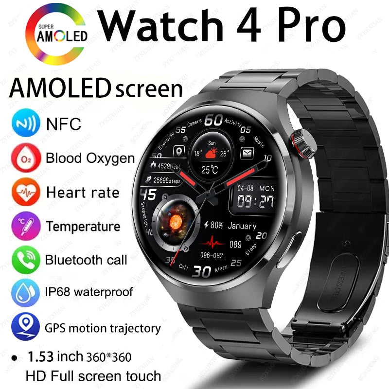 For Huawei GT4 PRO Smart Watch Men Watch 4 Pro AMOLED HD Screen Bluetooth