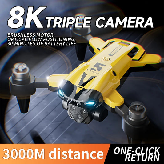 2024 New M5 Drone 8K Professional Triple Camera Brushless Motor