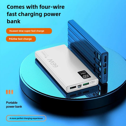 66W super fast charging 20000 mAh power bank with 100% sufficient capacity