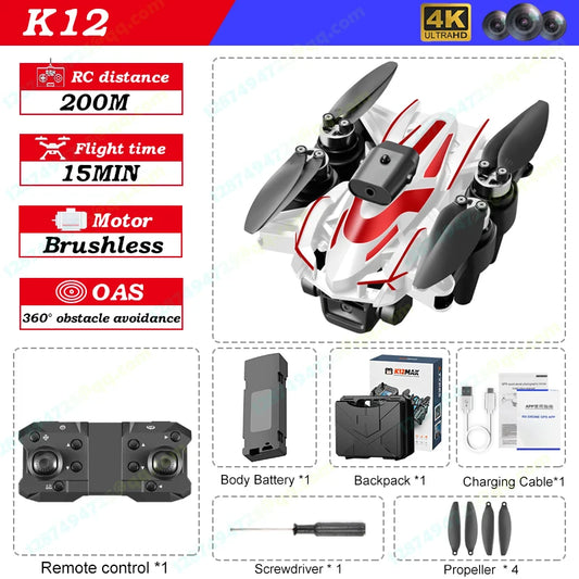 K12max FPV Drone with Three HD Camera Liquid Crystal Display RC