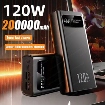 200000mAh Power Bank 120W Super Fast Charging Battery High Capacity Digital