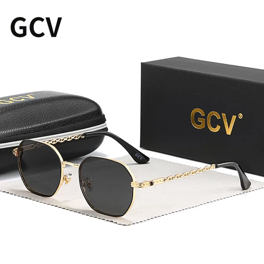 GCV brand classic retro women's rectangular square metal frame glasses