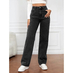 Spring Summer 2024 New Jeans Women Stretch Washed Denim Straight-Leg Pants